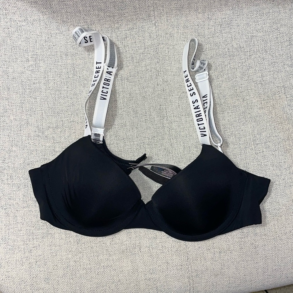 Victoria secret black and white logo bra